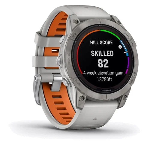 Смарт-годинник Garmin Fenix 7 Pro Sapphire Solar Titanium with Fog Gray/Ember Orange Band (010-02777-21): Час роботи до 22 дней