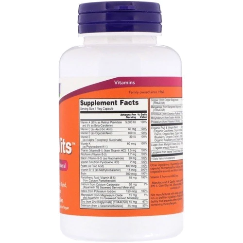NOW Foods Daily Vits Multi Vitamin and Mineral Мультивитамины 30 веганских капсул: Тип Мультивитамины