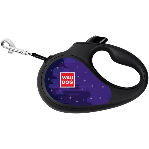 Поводок-рулетка для собак WAUDOG R-leash малюнок Більше космосу светоотражающая стрічка XS до 12 кг 3 м чорний: Довжина 3 м
