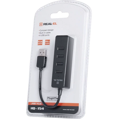 Адаптер REAL-EL Adapter USB to 4xUSB2.0 HQ-154 Black (EL123110007): Дополнительные разъемы USB OTG