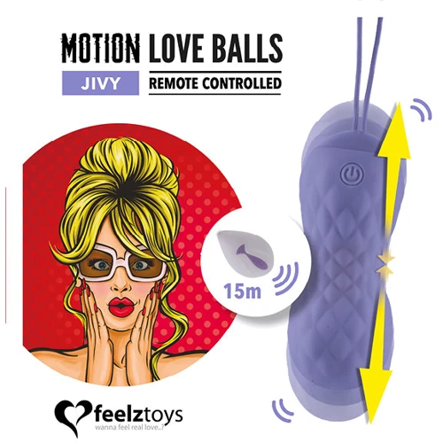 FeelzToys Remote Controlled Motion Love Balls Jivy - виброяйцо с дистанционным управлением, 8,3х3,3 см