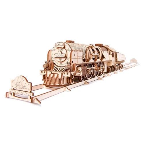 Механічний 3D пазл UGEARS "Локомотив з тендером V-Експрес" (70058)