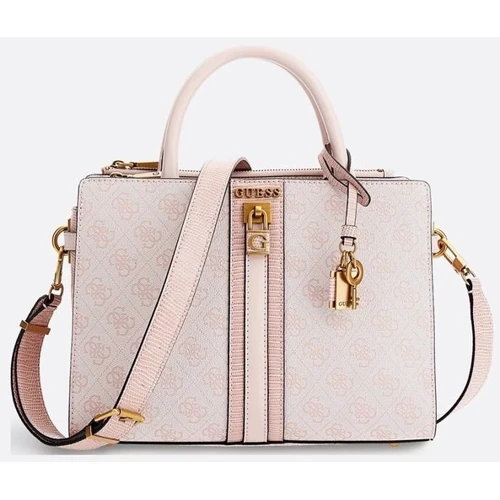 Женская сумка тоут GUESS GINEVRA LOGO ELITE SCITY STCHL бежево-розовая (HWSB8675060-BHG)