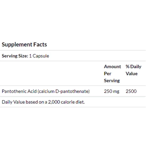 Bluebonnet Nutrition, Pantothenic Acid, 250 mg, 60 Vcaps (468): Форма випуску капсули