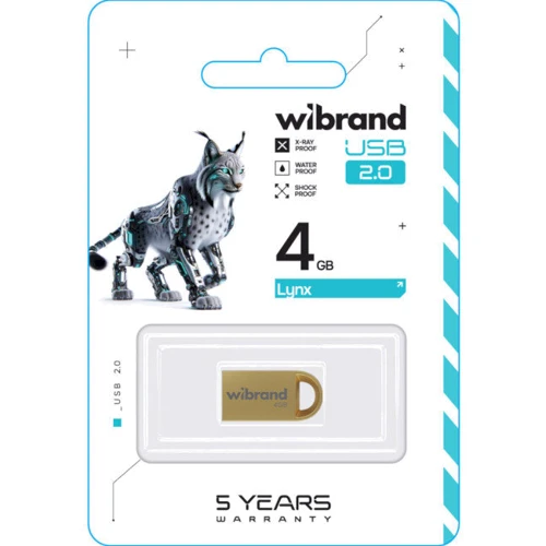 USB-флешка Wibrand 4GB Lynx USB 2.0 Gold (WI2.0/LY4M2G): Стандарт USB USB 2.0