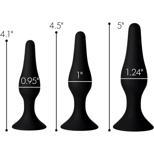 Набір анальних пробок Master Series Triple Spire Tapered Silicone Anal Trainer Set, 3 шт (чорний)