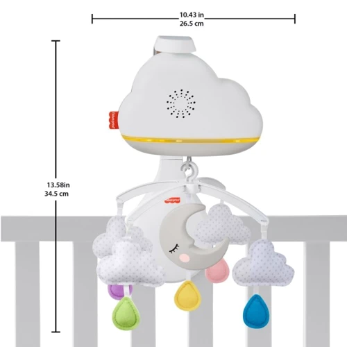 Музикальный мобиль-ночник Fisher-Price Сказочные облачка (GRP99): Особенности работа от батареек, звуковое сопровождение