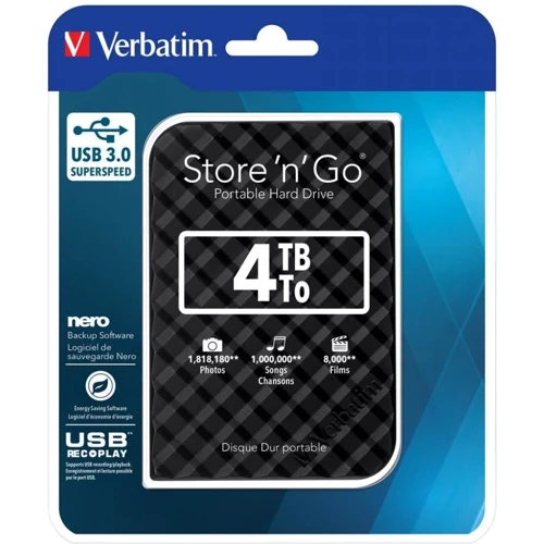 Внешний жесткий диск Verbatim Store 'n' Go 4 TB (53223): Внешний интерфейс USB 3.0