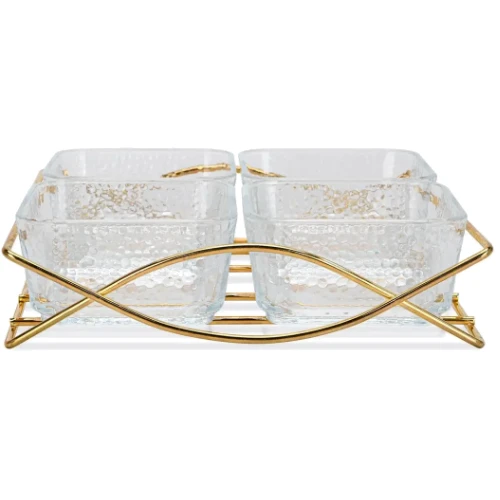 Менажница серверовочная 22x21x5.3 см на стальной подставке 4х280 мл (16393)