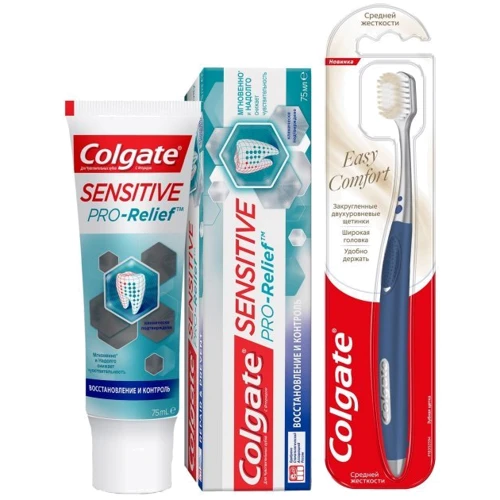 Colgate Sensitive Зубная паста Pro-Relief Восстановление 75 мл + Зубная щетка Colgate Easy Comfort средняя