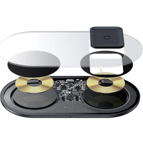 Зарядное устройство Baseus Dual Wireless Charger Turbo Edition Transparent Black 24W (TZWXJK-B01) for Smartphones and Pods: Тип беспроводное