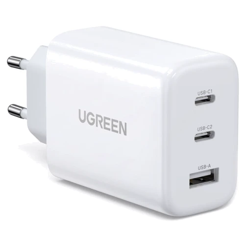 Зарядное устройство Ugreen Wall Charger 2хUSB-C+USB QC3.0 CD275 65W White (90496)
