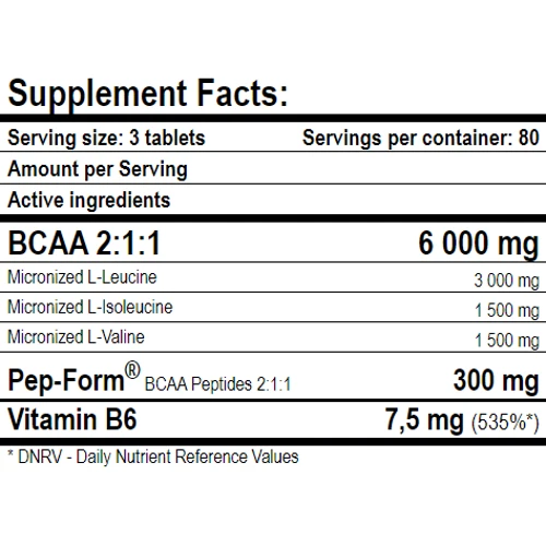 Аминокислота для спорта Amix MuscleCore® BCAA with PepForm 240 tab / 80 servings: Вкус Без вкуса