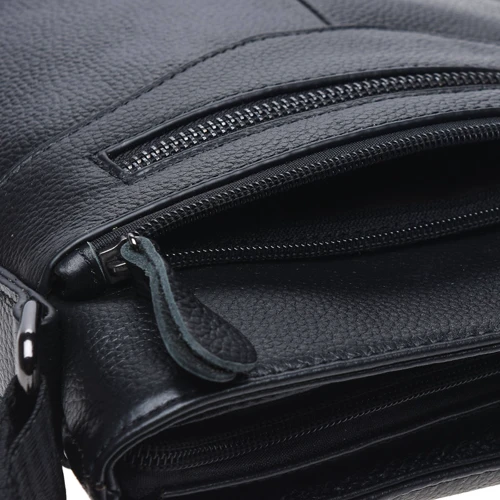 Чоловіча сумка планшет Borsa Leather чорна (K17801-black): Тип ручки Плечовий ремінь, Без ручки