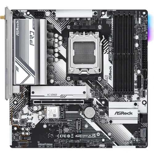 ASRock A620M PRO RS WIFI: Разъемы на задней панели Ethernet RJ-45, USB 2.0, USB 3.2 Gen 1, USB Type-C, HDMI, DisplayPort