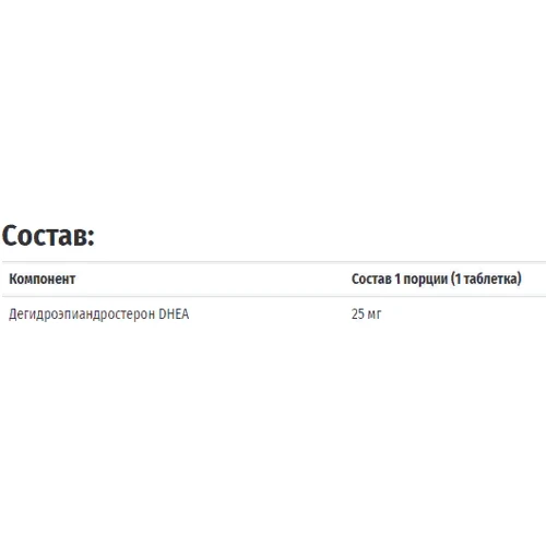 Life Extension DHEA, 25 mg, 100 Dissolve in Mouth Tablets (LEX-60710): Форма выпуска Таблетки