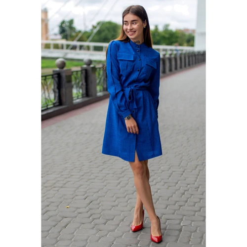 Платье FLFashion Хоо ХПХ 3251 52 синее повседневное до середины бедра