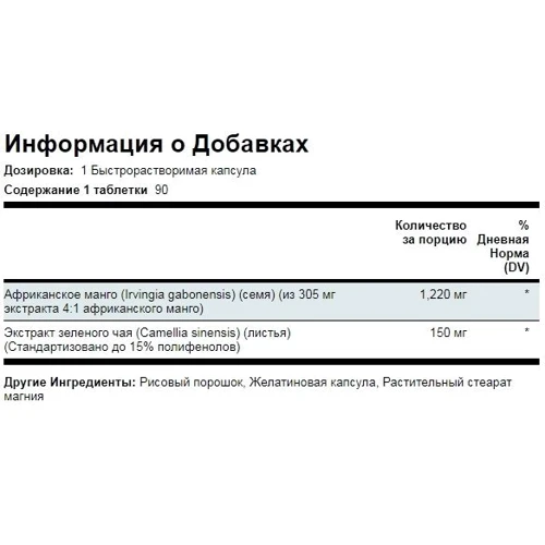 Piping Rock Extra Strength African Mango & Green Tea 90 Capsules Африканське манго і зелений чай: Виробник Piping Rock