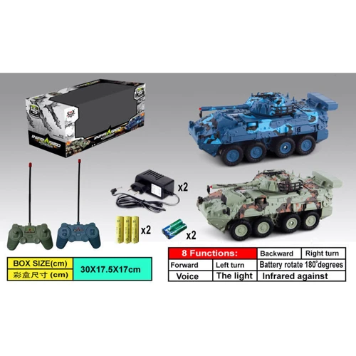 Танковое сражение на радиоуправлении: 2 танка, свет, звук, имитация стрельбы, башни вращающиеся (333 ZJ 11)