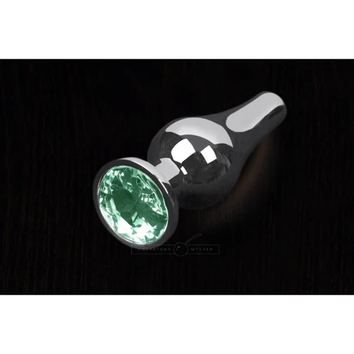 Пикантные Штучки, Серебристая анальная пробка с кристаллом - 8.5x3 см, изумрудный: Для кого Унисекс