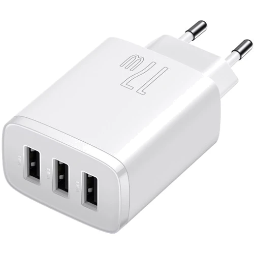 Зарядное устройство Baseus Wall Charger 3xUSB Compact 17W White (CCXJ020102): Кабель в комплекте отсутствует
