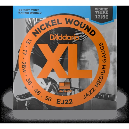 Струна для гитар Струны для электрогитар D'ADDARIO EJ22 XL NICKEL WOUND JAZZ MEDIUM (13-56)