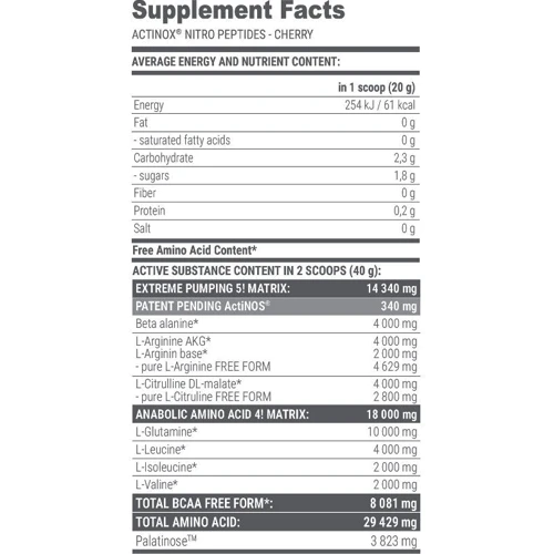Специальный продукт Extrifit Actinox Nitro Peptidesis 620 g /31 servings/ Raspberry: Тип Комплекс до тренировки