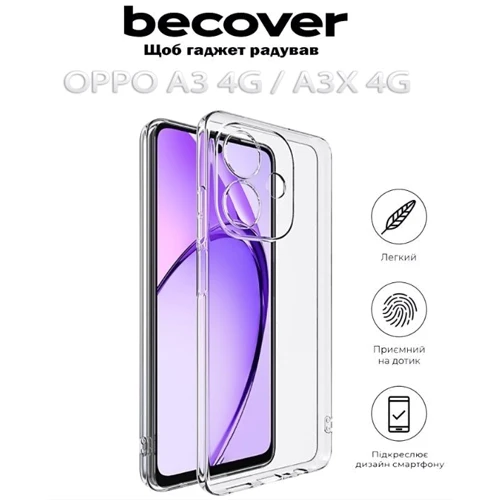 Чохол для телефона BeCover TPU Case Transparance for Oppo A3 4G / А3х 4G (712770): Матеріал силикон