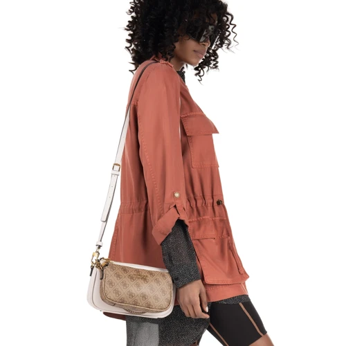 Жіноча сумка крос боді Guess Mika Double Pouch Crossbody коричнева (HWSB7967700-BRO): Фактура матова, Зерниста