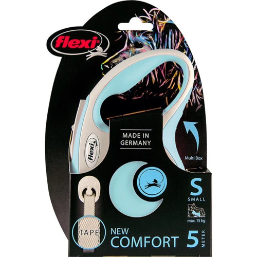 Поводок-рулетка Flexi New Comfort S до 15 кг 5 м голубой (4000498043516): Тип шнура Лента