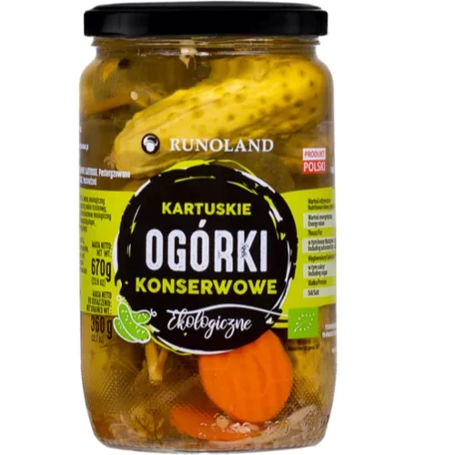 Огурцы маринованные Runoland органические 670 г (5901641002222)