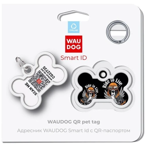 Адресник металевий WAUDOG Smart ID з QR паспортом малюнок Їздити, щоб жити 40х28 мм (0640-0207): Тип Аксессуары к ошейникам