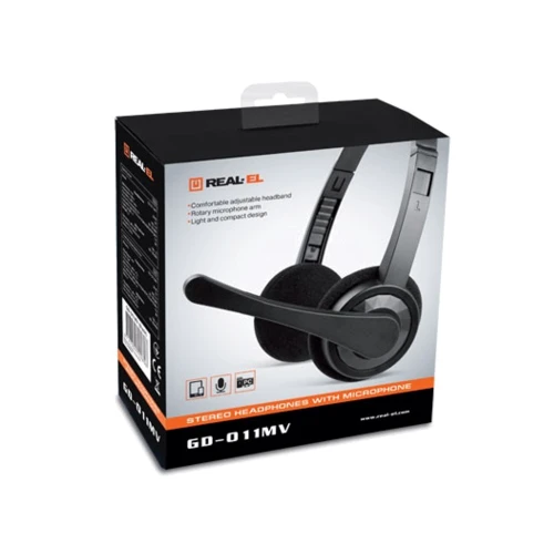 Наушники REAL-EL GD-011MV Black: Тип крепления оголовные
