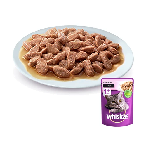 Вологий корм Whiskas для котів з лососем в соусі 24х100 г (4770608239251): Клас Премиум