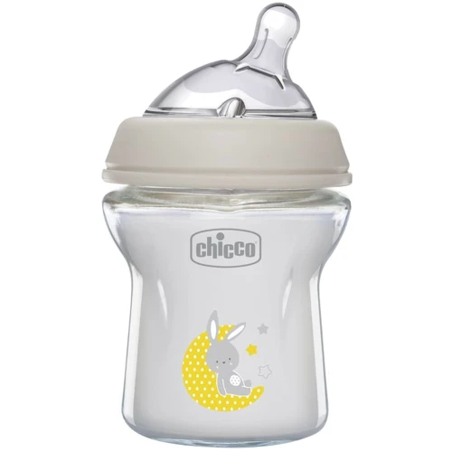 Пляшечка скляна Chicco Natural Feeling з силіконовою соскою 0м+ 150 мл (81211.30 )