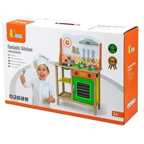 Дитяча кухня Viga Toys з дерева з посудом (50957): Виробник Viga Toys