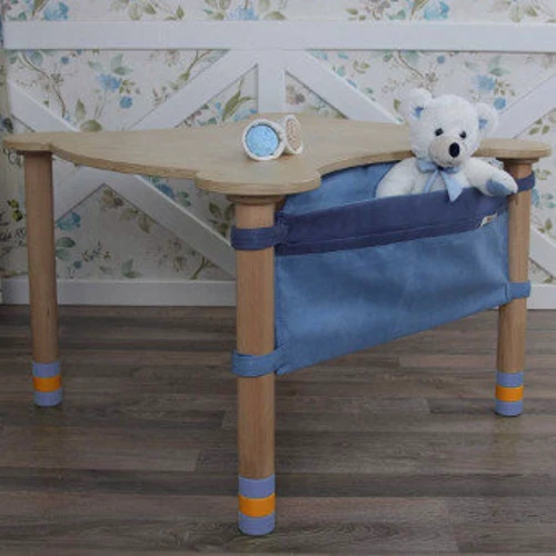 Стол фигурный с карманом Indigo Wood (натуральное дерево/индиго) (297070NK)