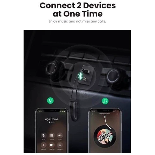 Bluetooth-ресивер UGREEN CM309 Bluetooth Car Receiver Aux with Mic Space Gray фото 3