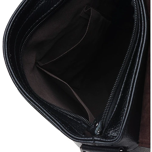 Чоловіча сумка планшет Borsa Leather чорна (K18168-black): Застібка Блискавка