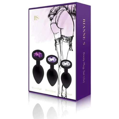 Набір анальних пробок з кристалом Rianne S: Booty Plug Set Black