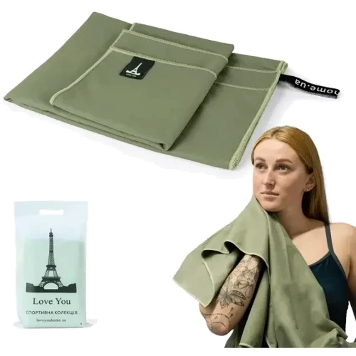 Рушник Love You спортивне 70х140 хакі (60105)