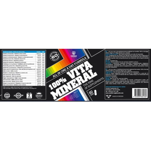 Swedish Supplements 100% Vita-Mineral 60 caps: Стать унісекс
