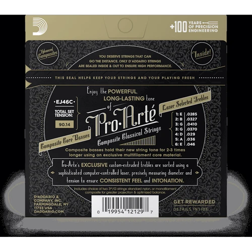 Струна для гитар Набор струн D'addario EJ46C Pro-Arte Composite Hard Tension: Назначение Для классической гитары