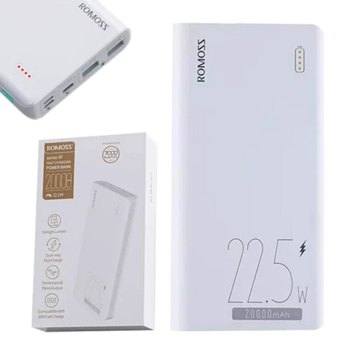 Внешний аккумулятор Romoss Power Bank 20000mAh SENSE6F 22.5W White (PPH80-611-1133H): Особенности Компактный размер, Индикатор заряда, быстрая зарядка