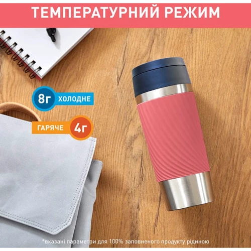 Термокухоль Tefal Travel Mug Classic Twist 0.36 л кораловий (N2024410): Об'єм, л 0.36