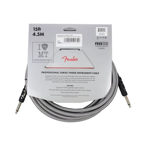 Кабель інструментальний Fender Cable Professional Series 15' White Tweed