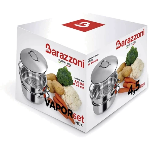 Кастрюля Barazzoni с паровой вставкой 24 см 4.5 л (475053524): Материал корпуса Нержавеющая сталь