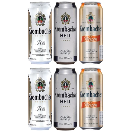 Подарунковий набір пива Krombacher в асортименті 6х0.5 л + термосумка (4008287913217): Об'єм, л 3