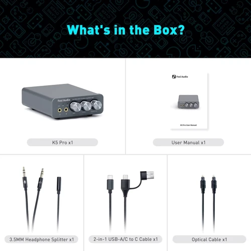 Fosi Audio SPDIF/Coaxial на RCA/3.5 K5 Pro Black: Входы USB, Optical, Coaxial, 3.5mm Microphone