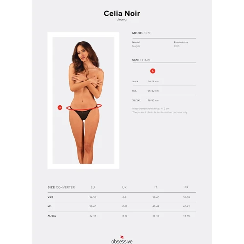 Трусики стринги Obsessive Celia Noir black XL/2XL